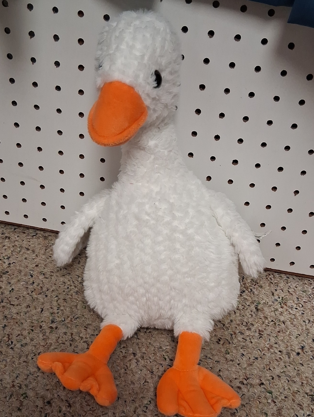 Plush White Duck with Orange Beak